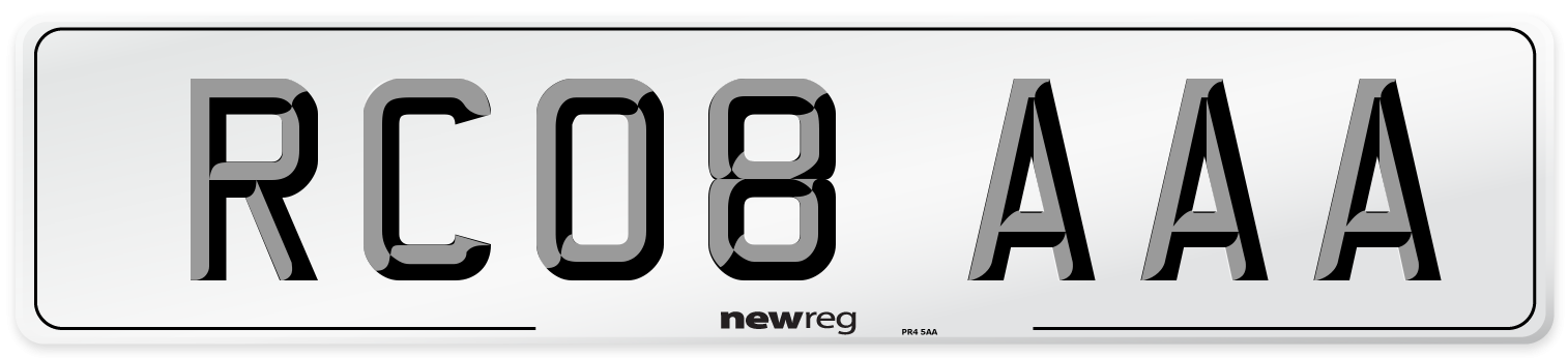 RC08 AAA Number Plate from New Reg